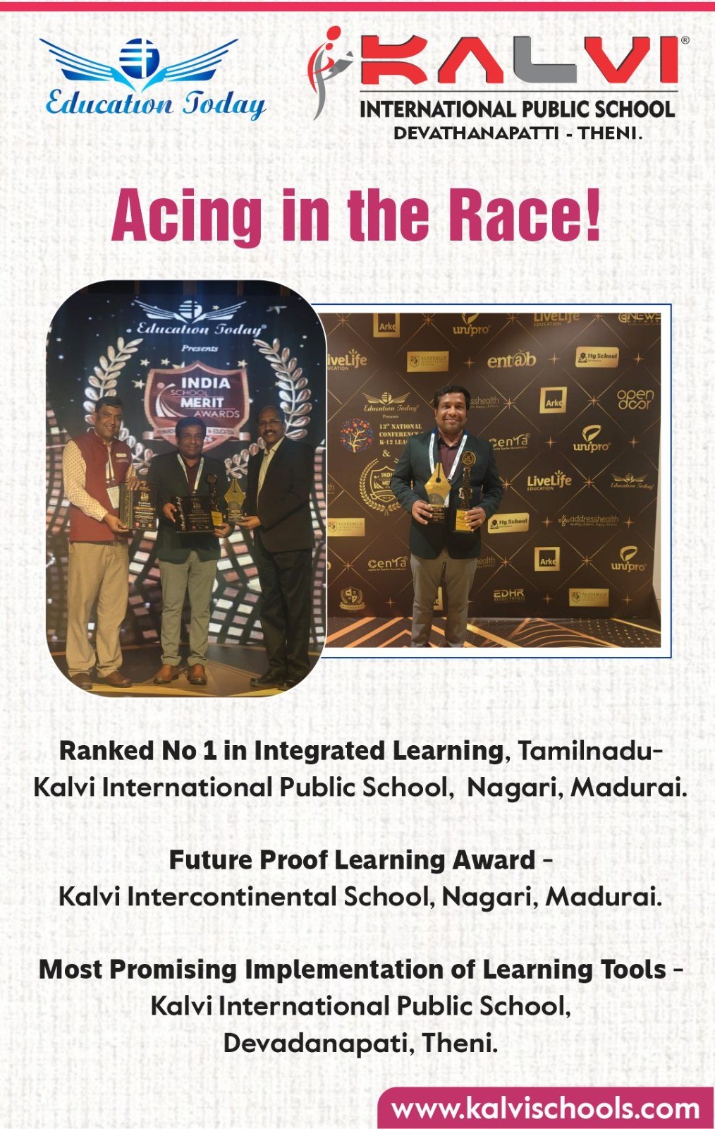 KALVI INTERNATIONAL PUBLIC SCHOOL,  Devadanapati is glad to be acknowledged under the category 'Most Promising Implementation of Learning Tools!'