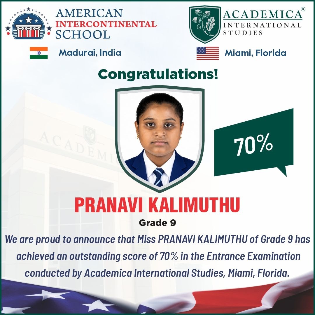 Achieved a phenomenal in the American Dual Diploma Extrance Examination.