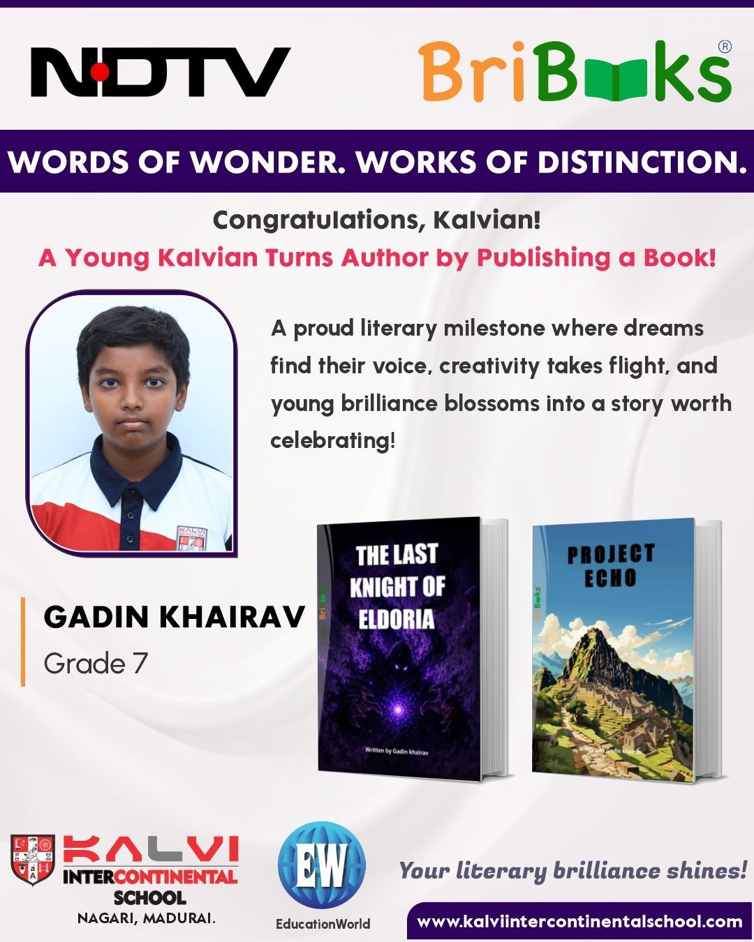 Congratulations, Kalvians! A Young Kalvian Turns Author by Publishing a Book!